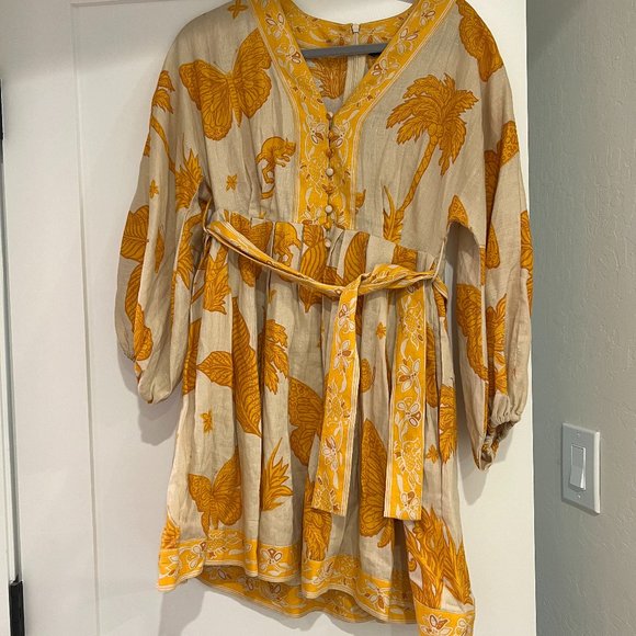 LINEN BALLOON-SLEEVE MINI DRESS - Picture 2 of 4